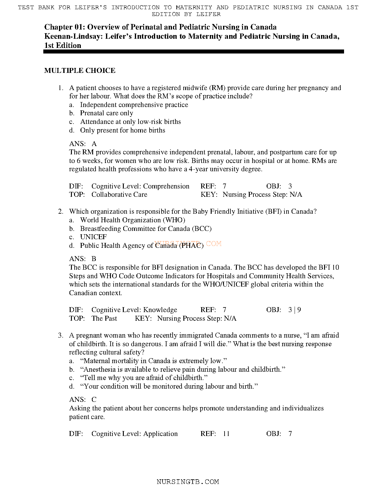 Leifer Maternity Pediatric Nursing Test Bank 2026/27