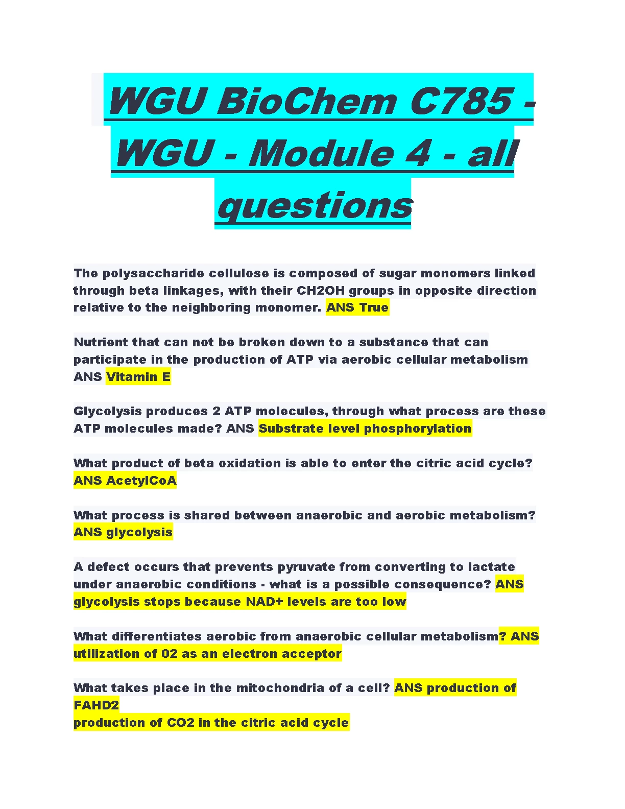 WGU C785 Module 4 Study Guide: All Q&A (2024)