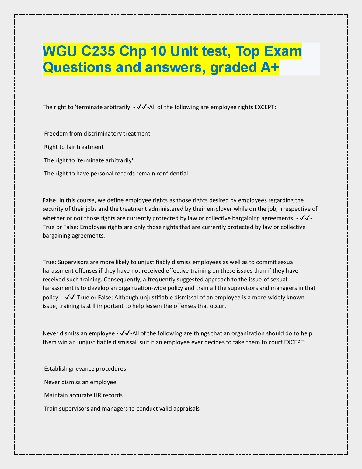 WGU C235 Chapter 10 Study Guide & Exam Q&A