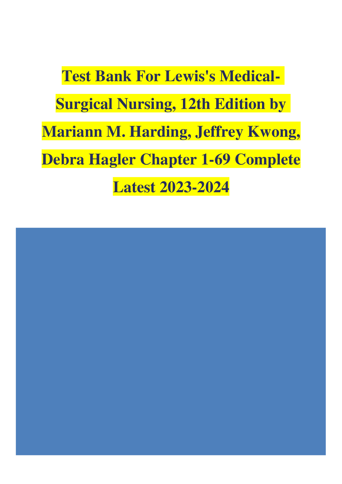 Medical Surgical Nursing Test Bank 12e 2026/27