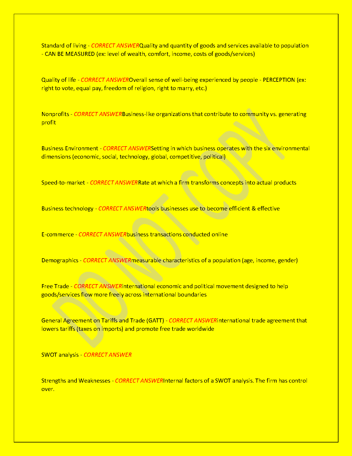 WGU D774 Intro to Business Test Bank Final V2 Verified Answers