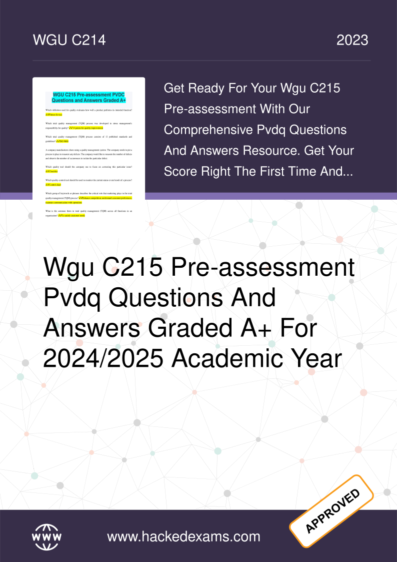 WGU C215 Pre-Assessment Q&A | 2024/2025