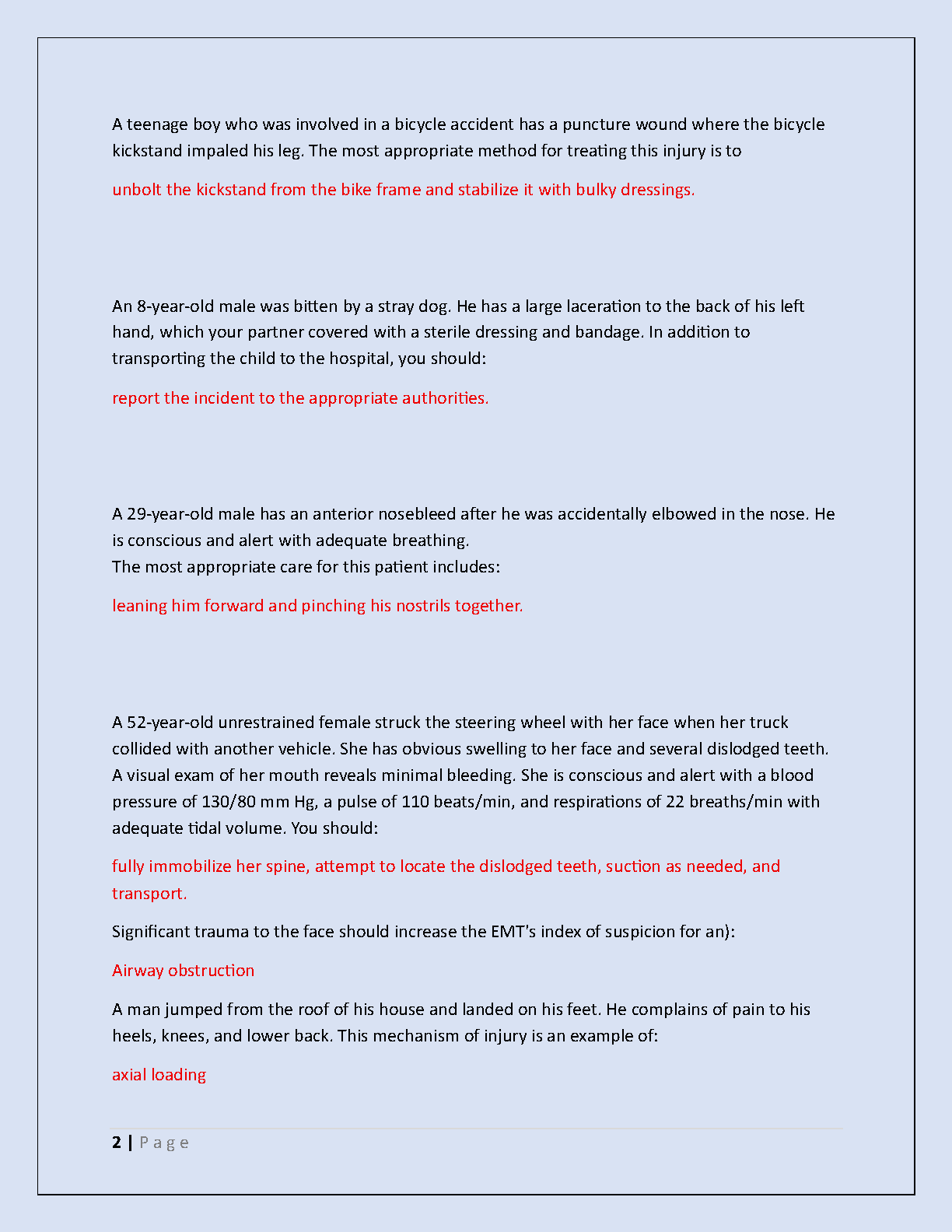 EMT Final Exam Test Bank 2026/27 AAOS Chapter Questions & Answers