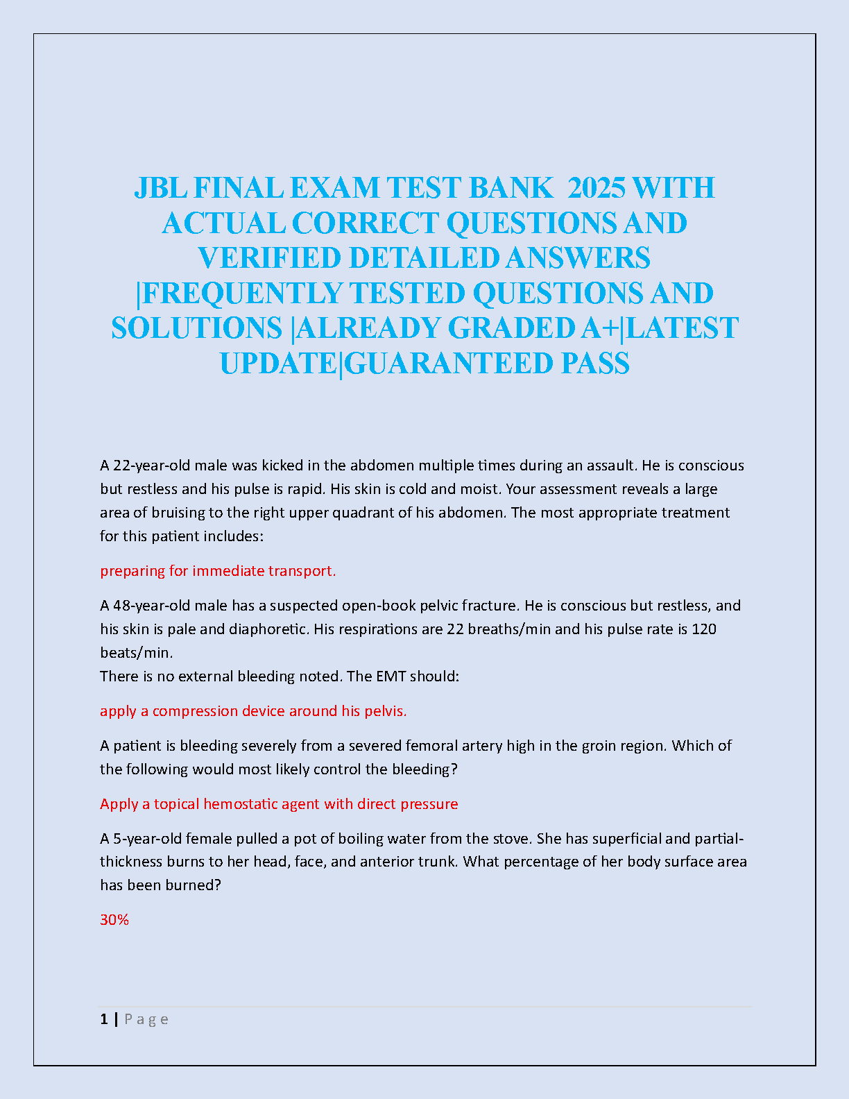 EMT Final Exam Test Bank 2026/27 AAOS Chapter Questions & Answers
