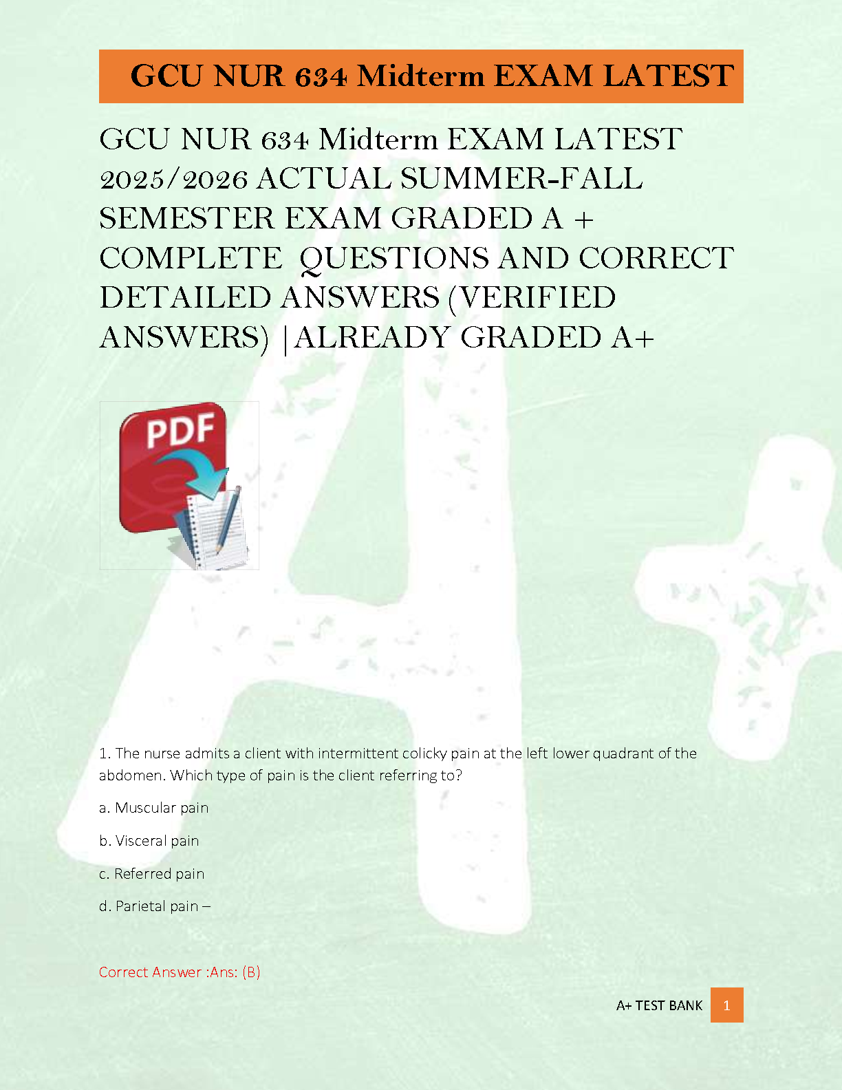 NUR 634 Midterm Test Bank 2026 Solutions IMG-1