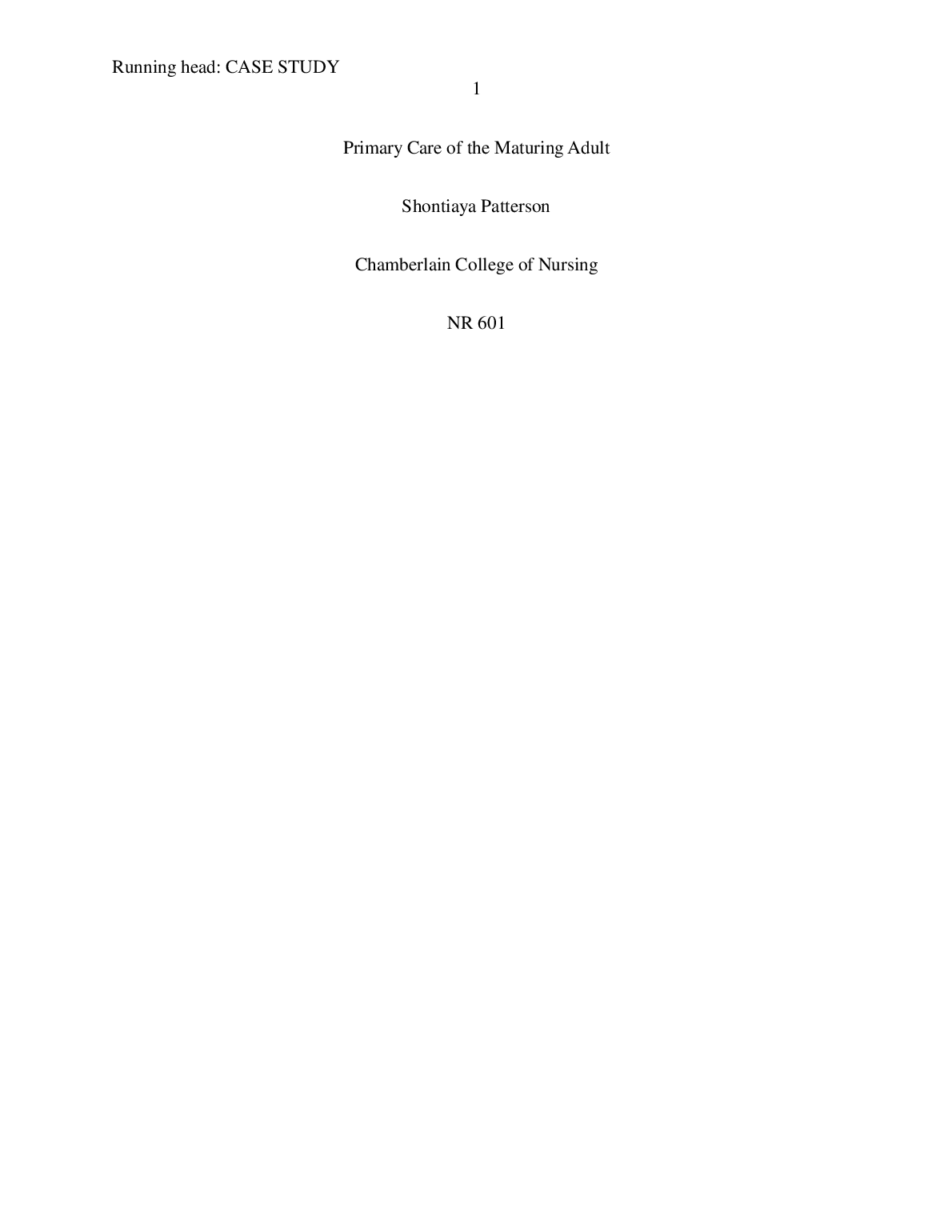 NR 601 Nursing Case Study Diabetes & Hypertension SOAP Notes