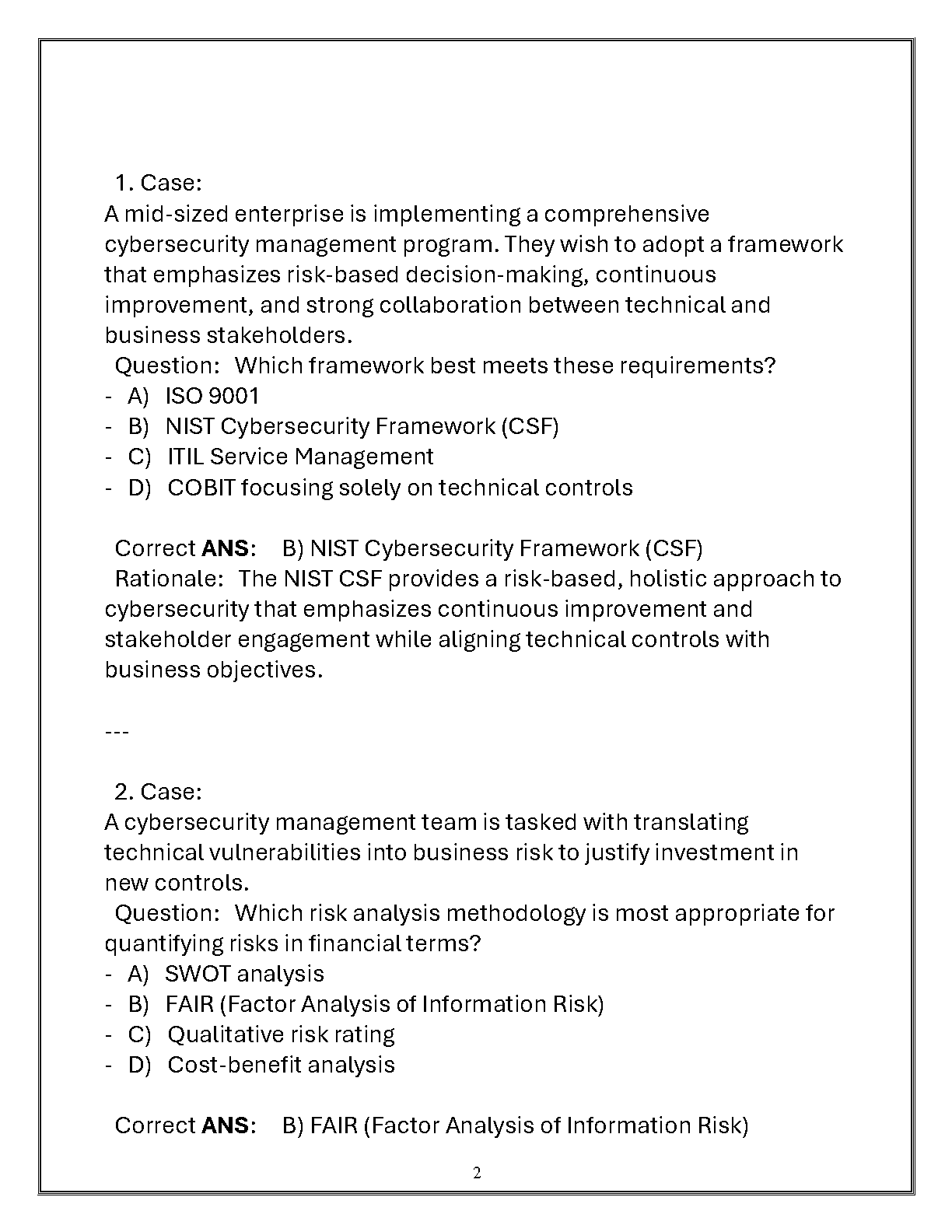 ITAS 6320 Cybersecurity Mgmt Exam Prep 2025 Qs and Answers