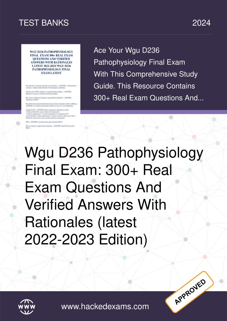 WGU D236 Pathophysiology Exam Questions and Answers