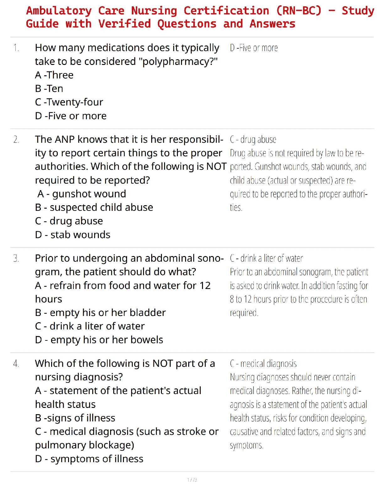 RN-BC Ambulatory Care Test Bank 2026/2027 Q&A Guide IMG-1
