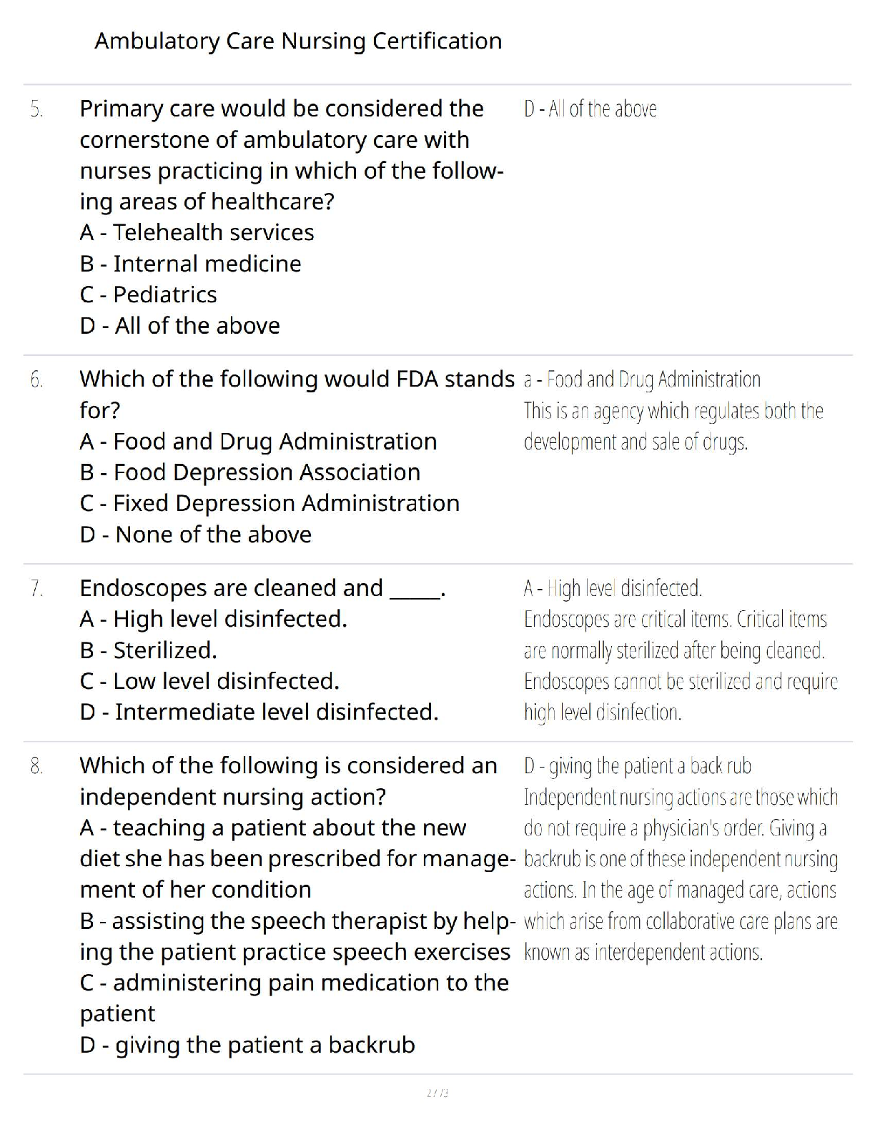 RN-BC Ambulatory Care Test Bank 2026/2027 Q&A Guide