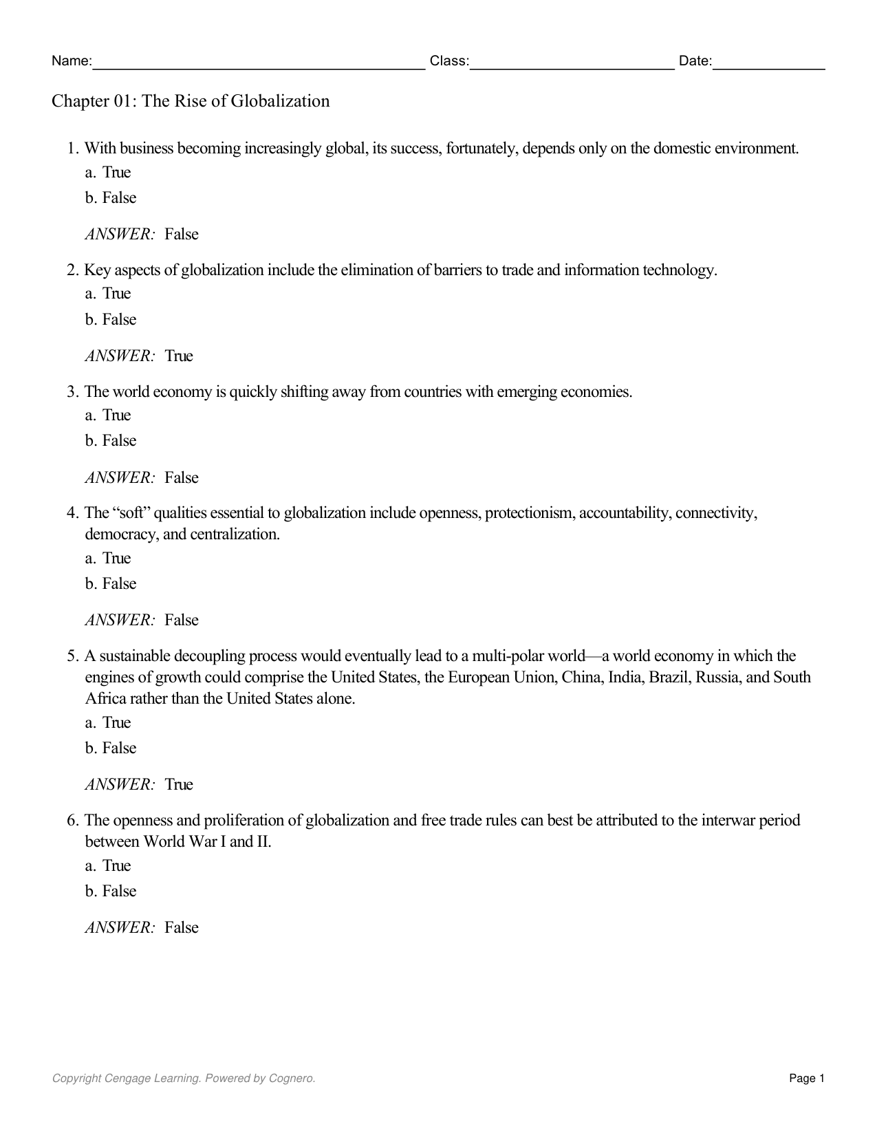 Global Business 2nd Edition Test Bank