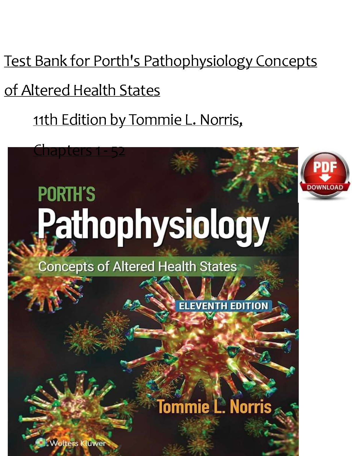 Pathophysiology 11e Porth Test Bank Exam Questions Answers