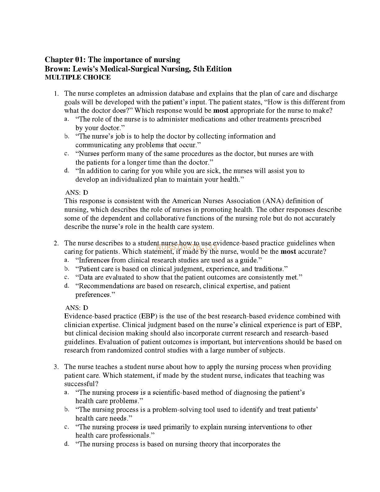 Lewis Med-Surg Nursing Test Bank 2026/27