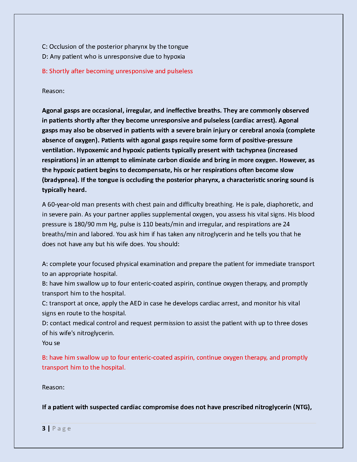 EMT Test Bank: JBL 12th Ed. Emergency Care & Transport 2026/27 IMG-3