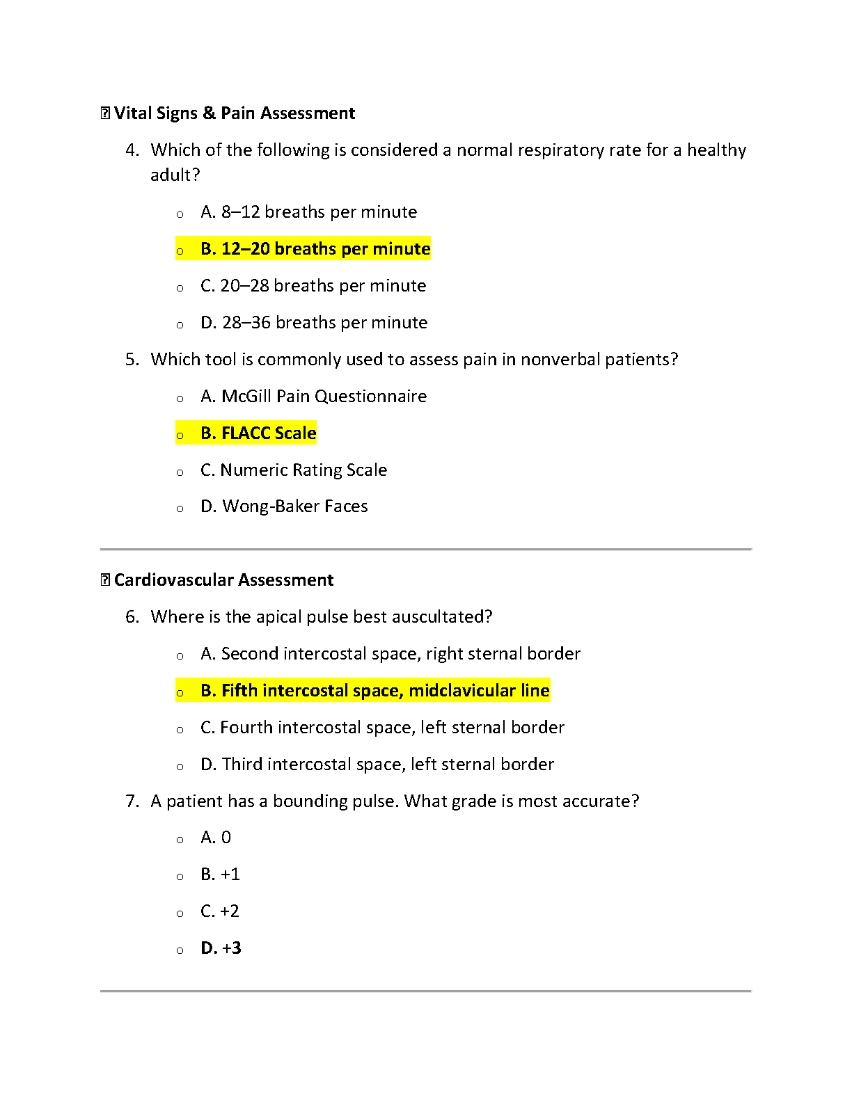 WGU D027 Health Assessment Test Bank Wilson Giddens 7e