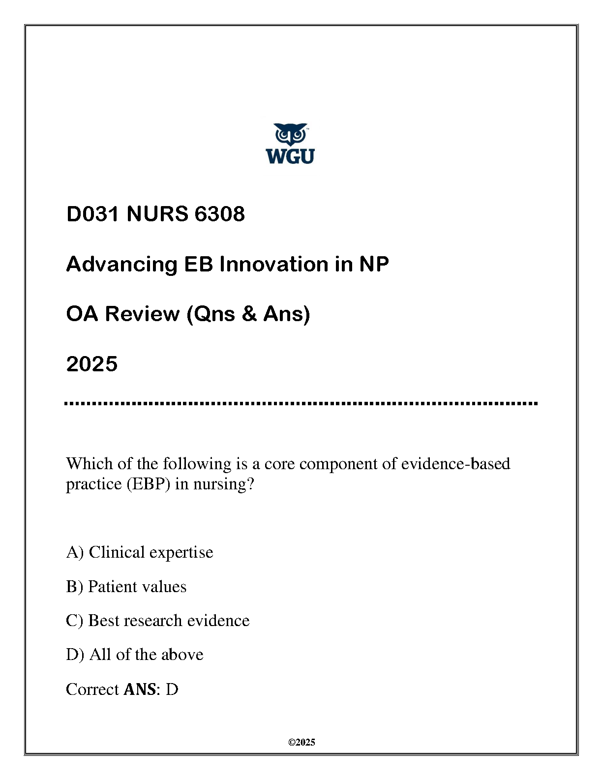 NURS 6308 Advancing EB Innovation in NP Exam Prep QA IMG-1