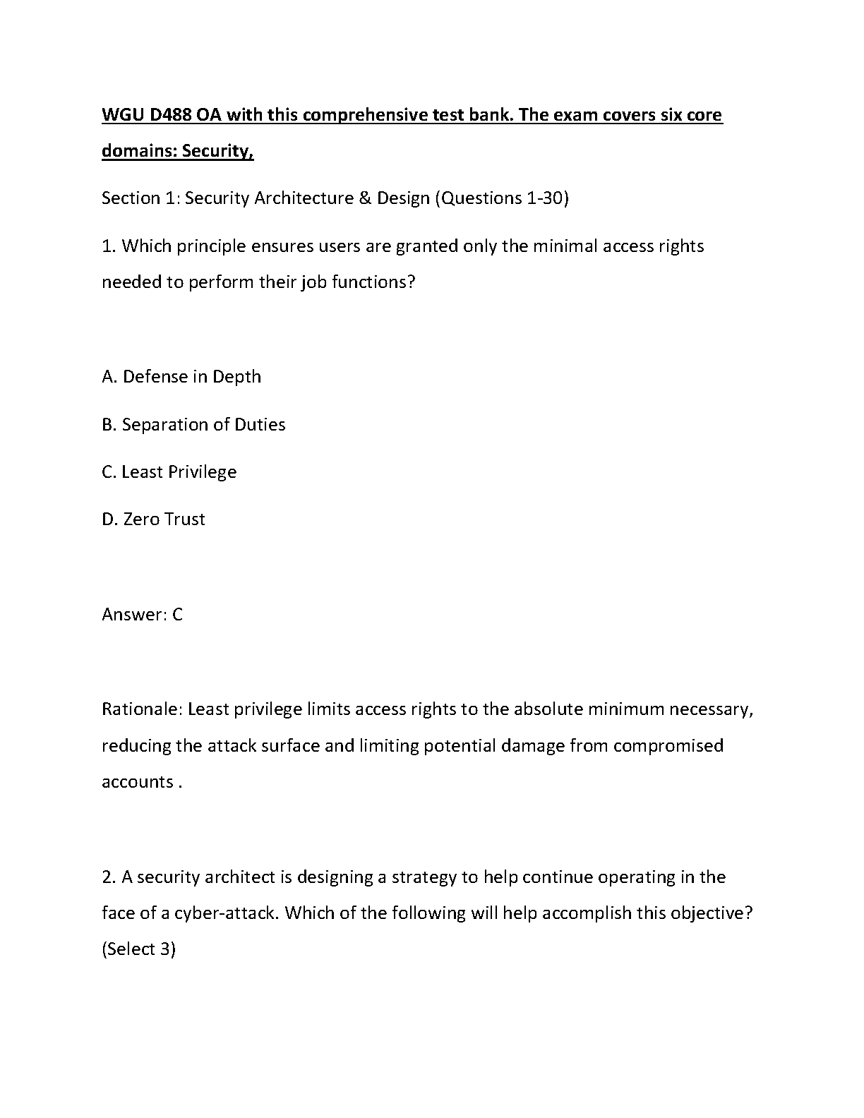 WGU D488 Security Architecture Test Bank 2026/27 IMG-1