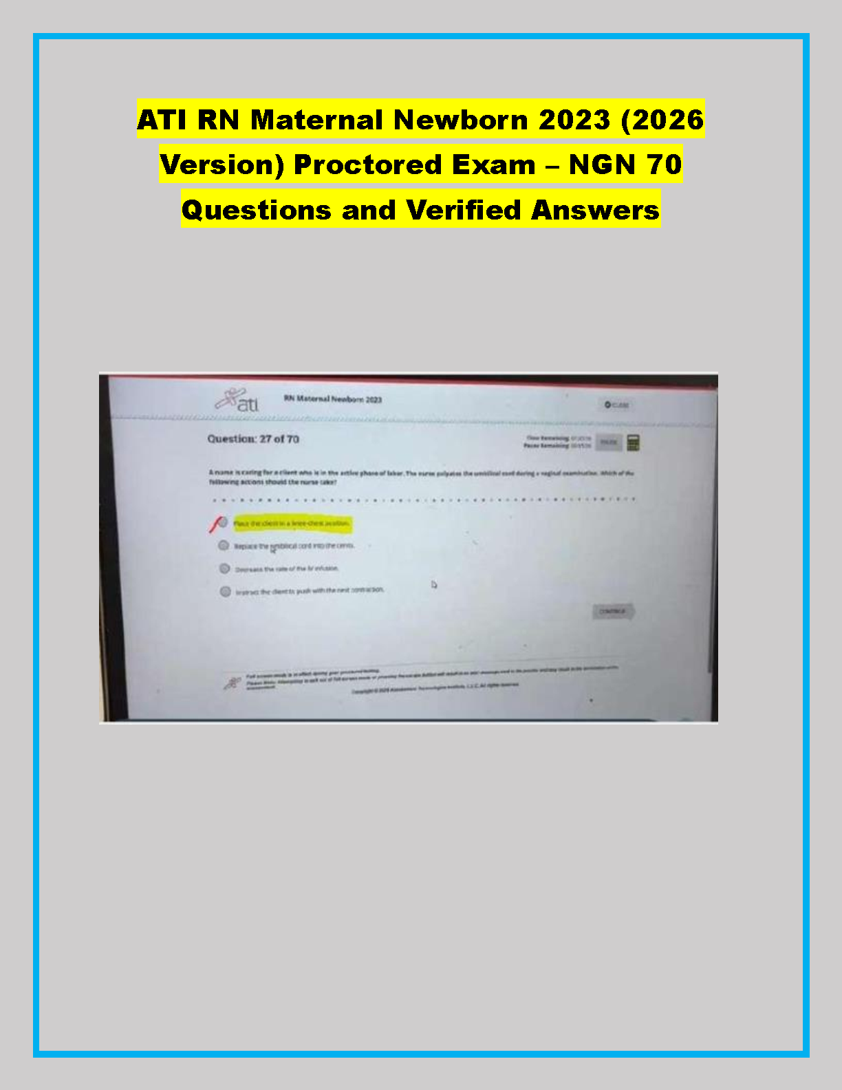ATi Maternal Newborn NGN 2026 Test Bank Questions & Answers