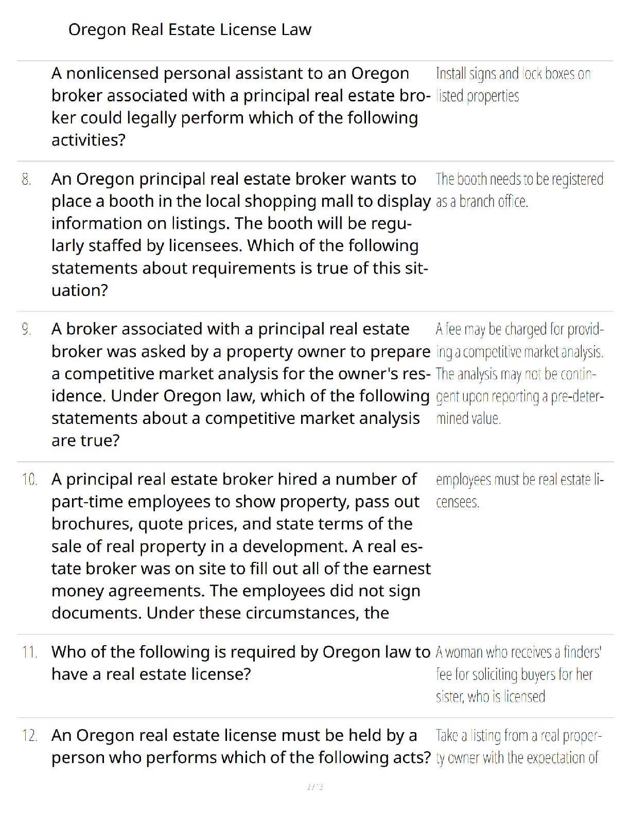Oregon RE Exam Practice Questions 2026-27