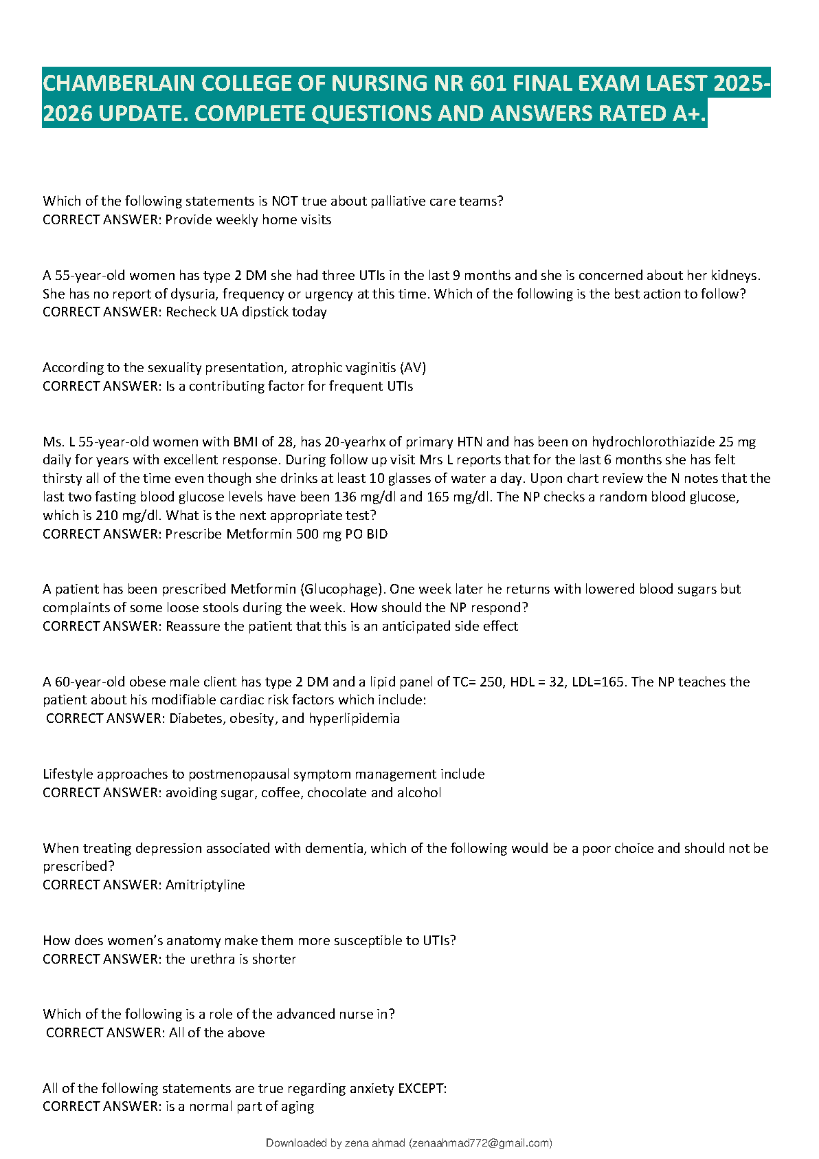 NR 601 Final Exam Guide 2025 Chamberlain Nursing Q&A IMG-1