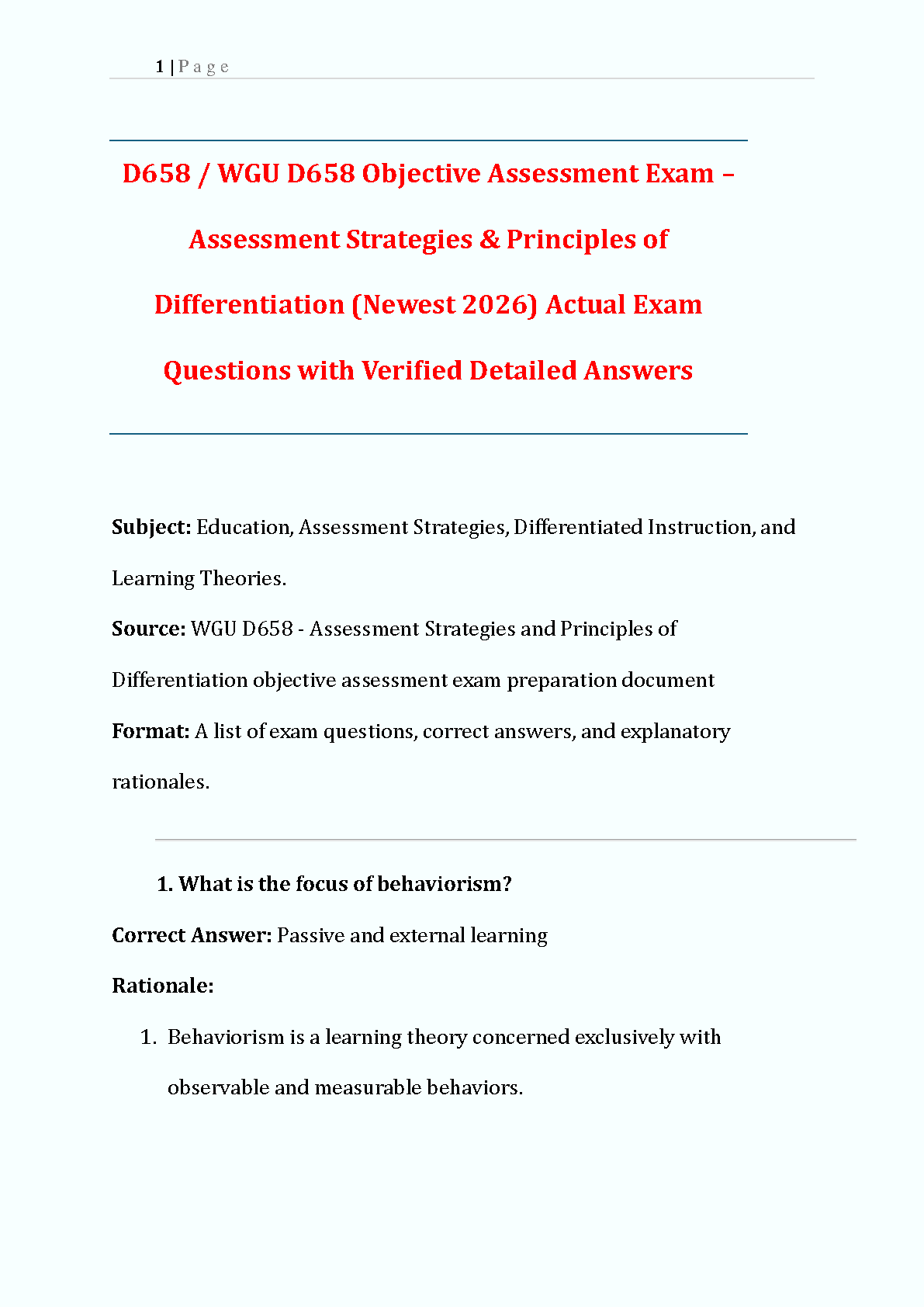 WGU D658 Test Bank: Assessment & Differentiation IMG-1