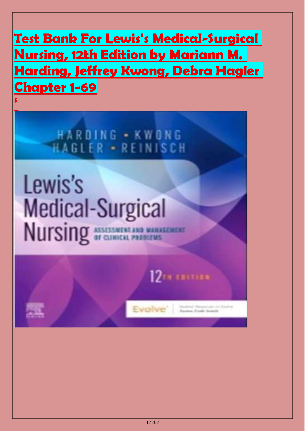 Lewis Med Surg Nursing Test Bank 12e NCLEX Review 2026/27