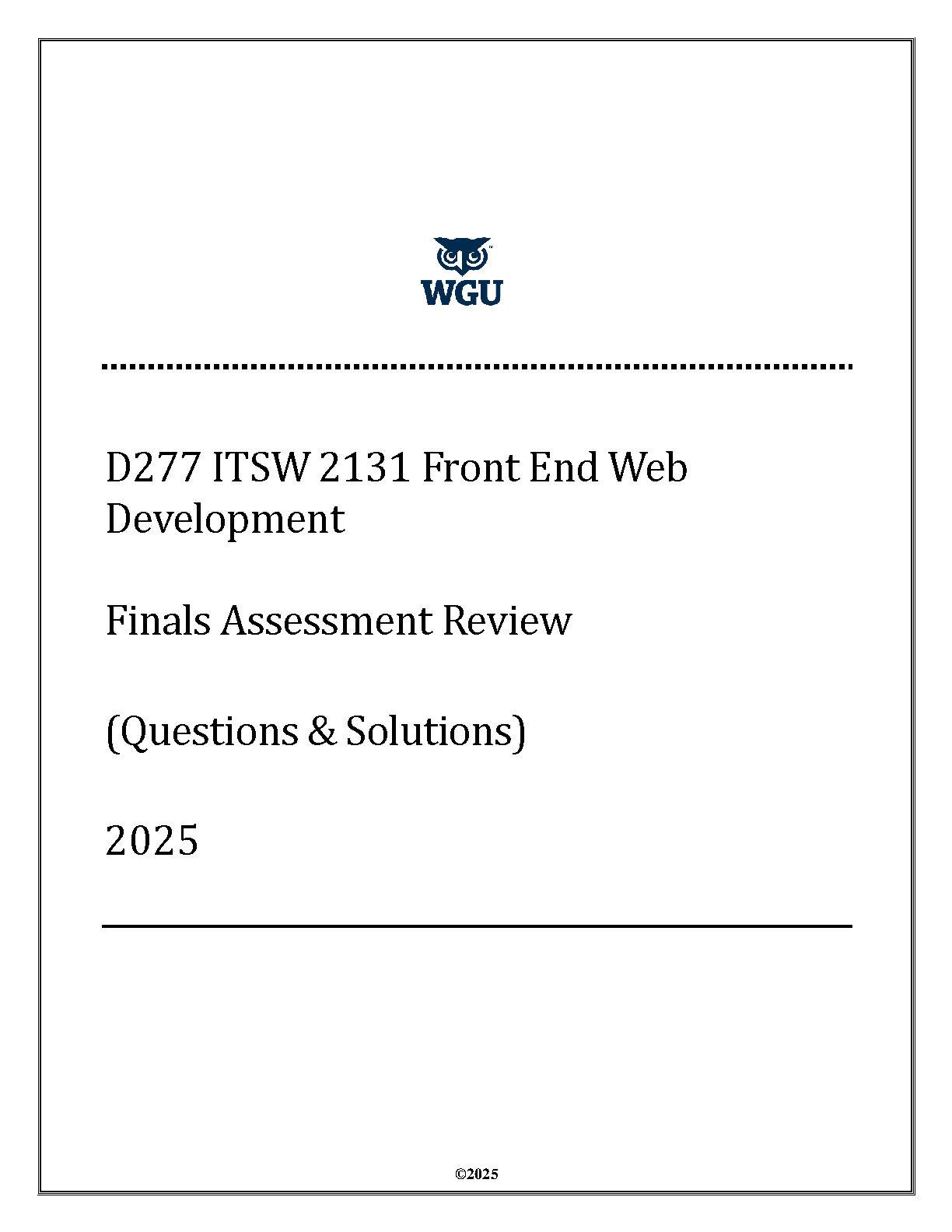 ITSW 2131 Front End Web Dev Test Bank 2025-2026 WGU