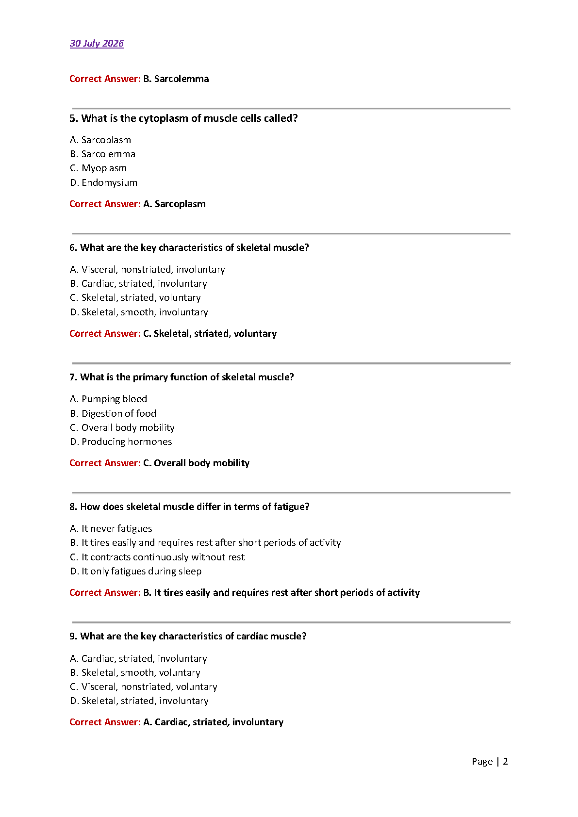 Muscle Tissue Types Test Bank 90 Questions Verified 2026/27