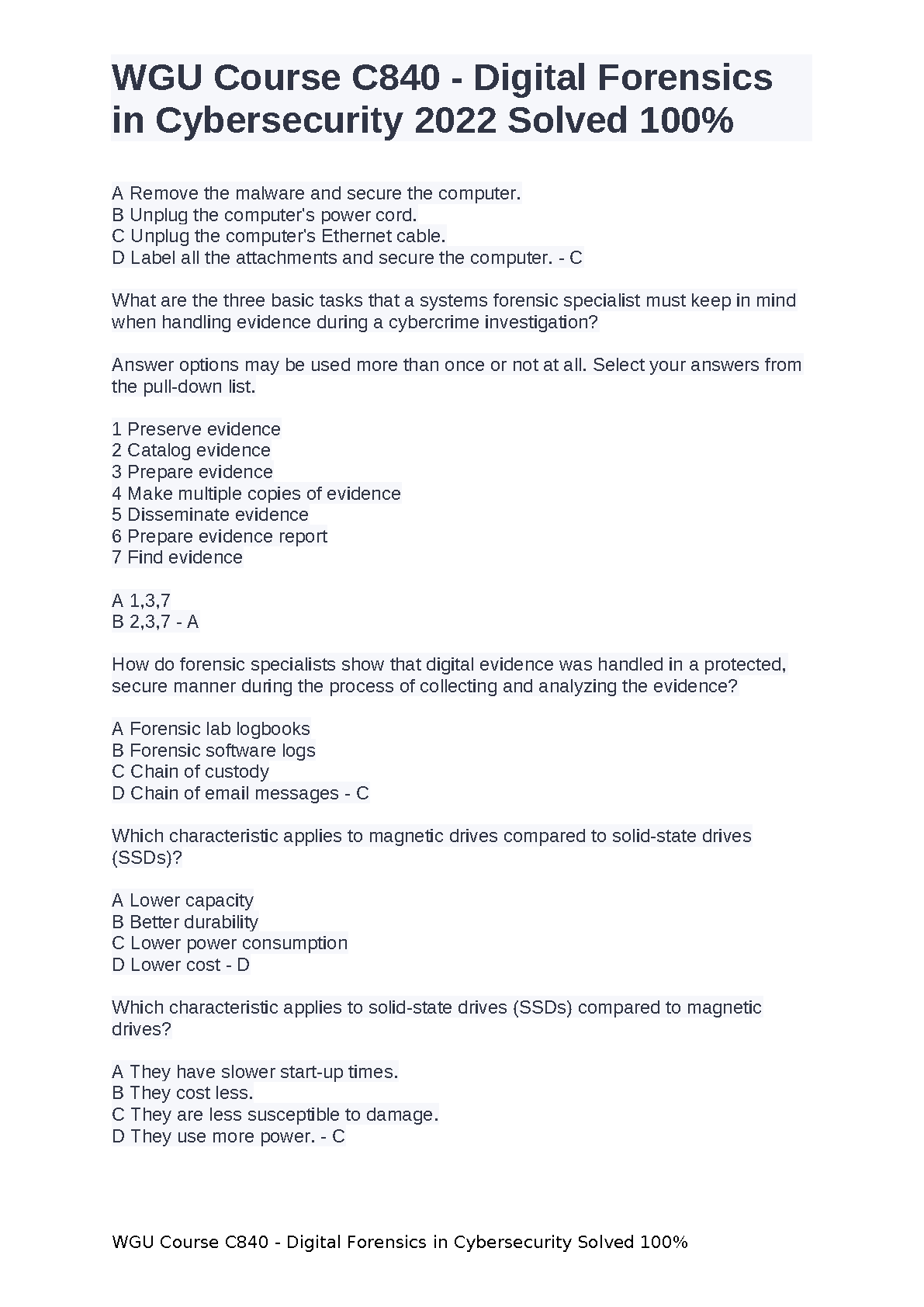 WGU C840 Digital Forensics Test Bank and Solutions 2024 IMG-3