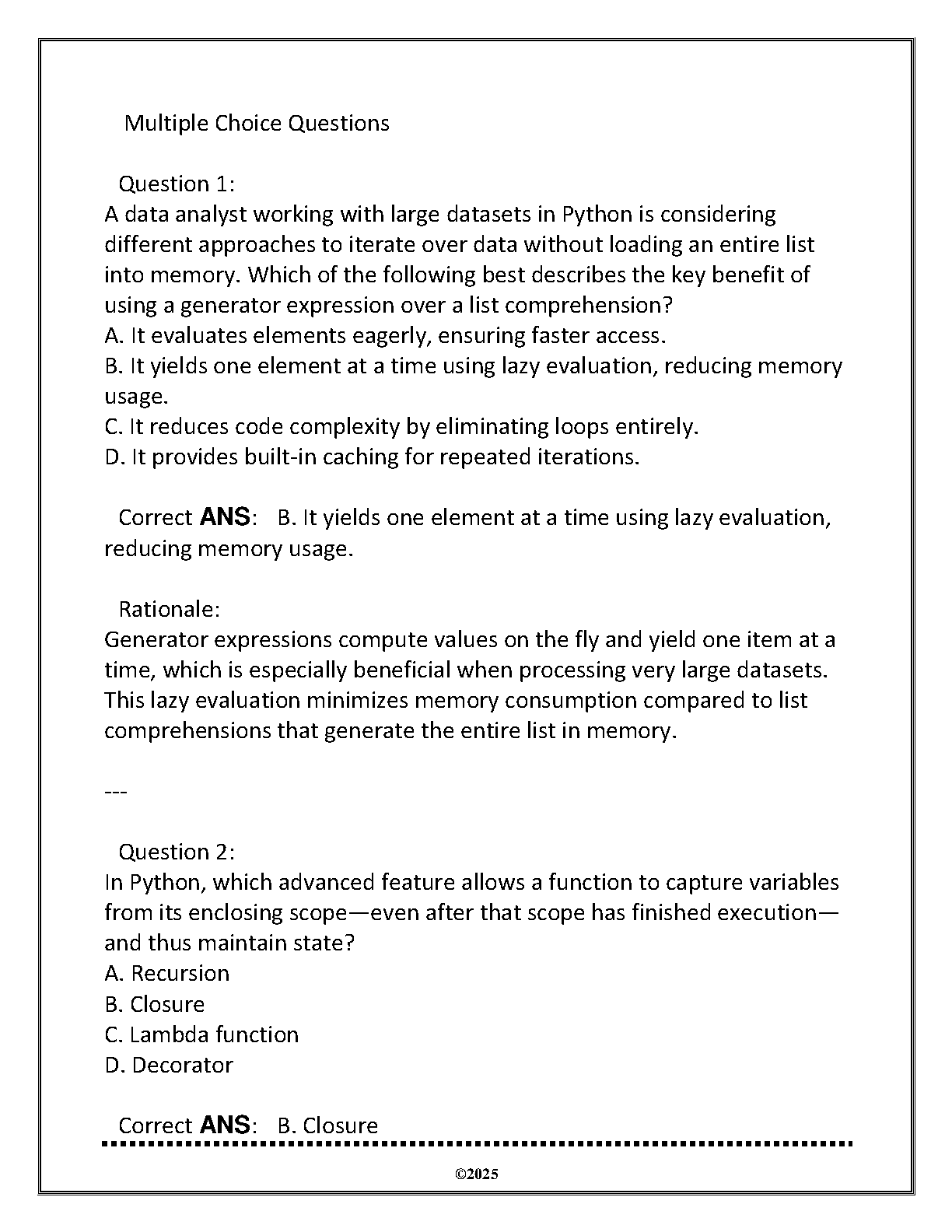 WGU D335 ITSW 3126 Python Exam Prep & Study Guide 2024/25