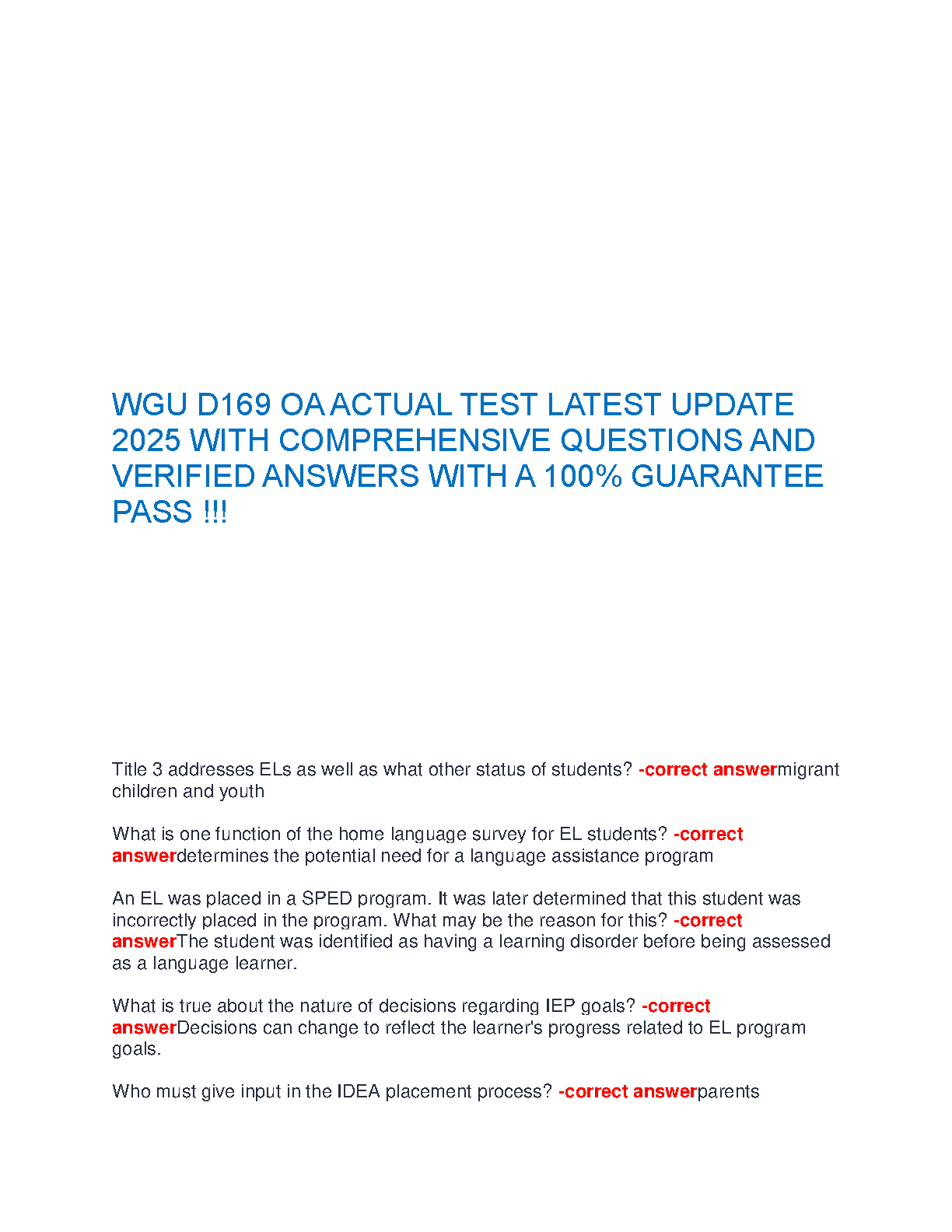 WGU D169 OA Exam Questions and Answers 2025 Guide IMG-1