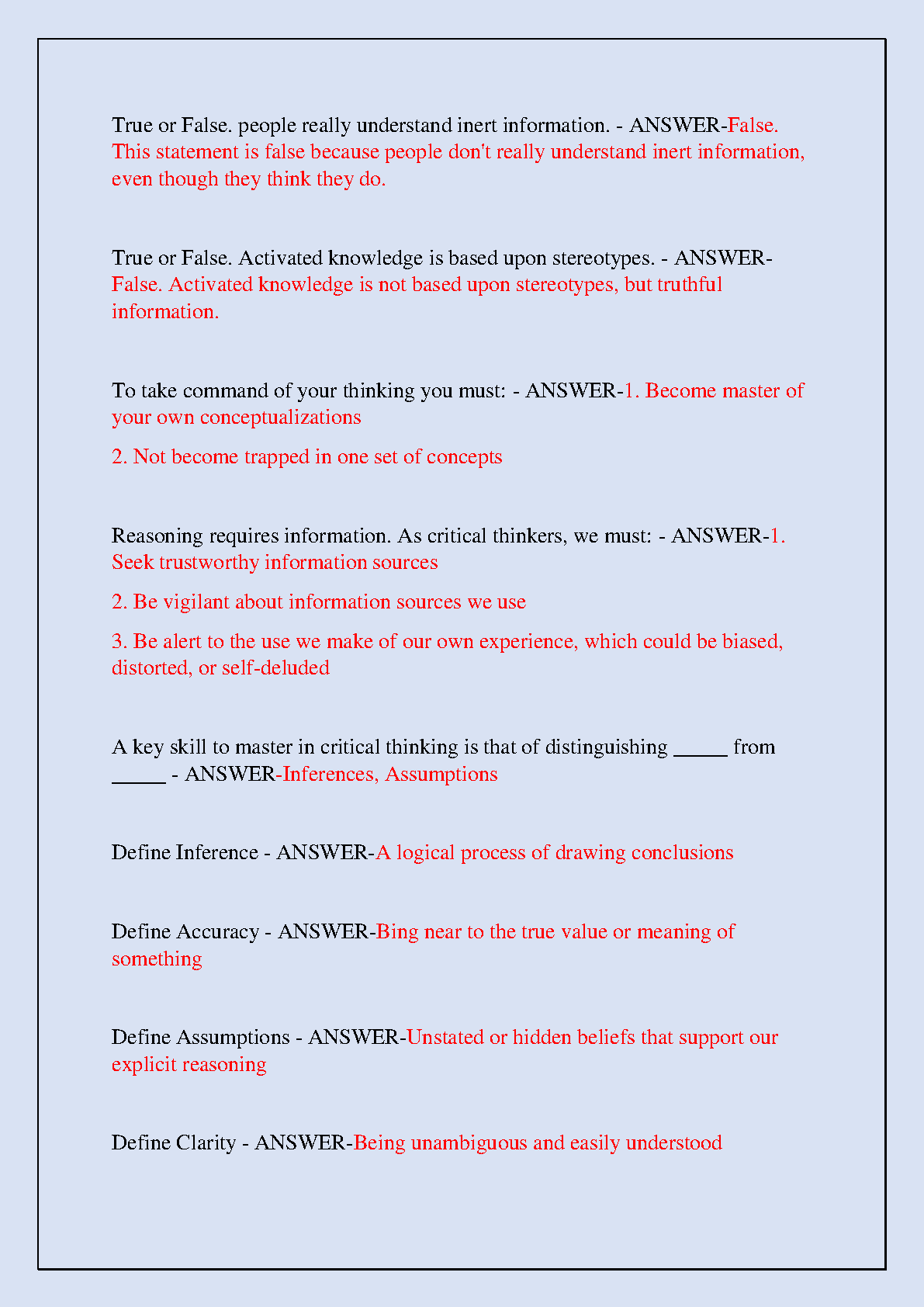 WGU C168 Critical Thinking Logic Final Exam Qs As 2025