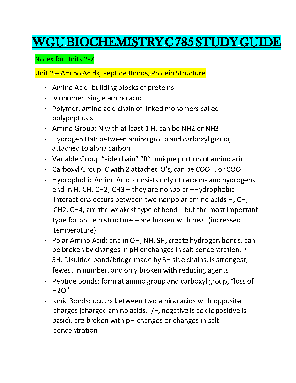 WGU C785 Biochemistry Study Guide 2024/25 IMG-1