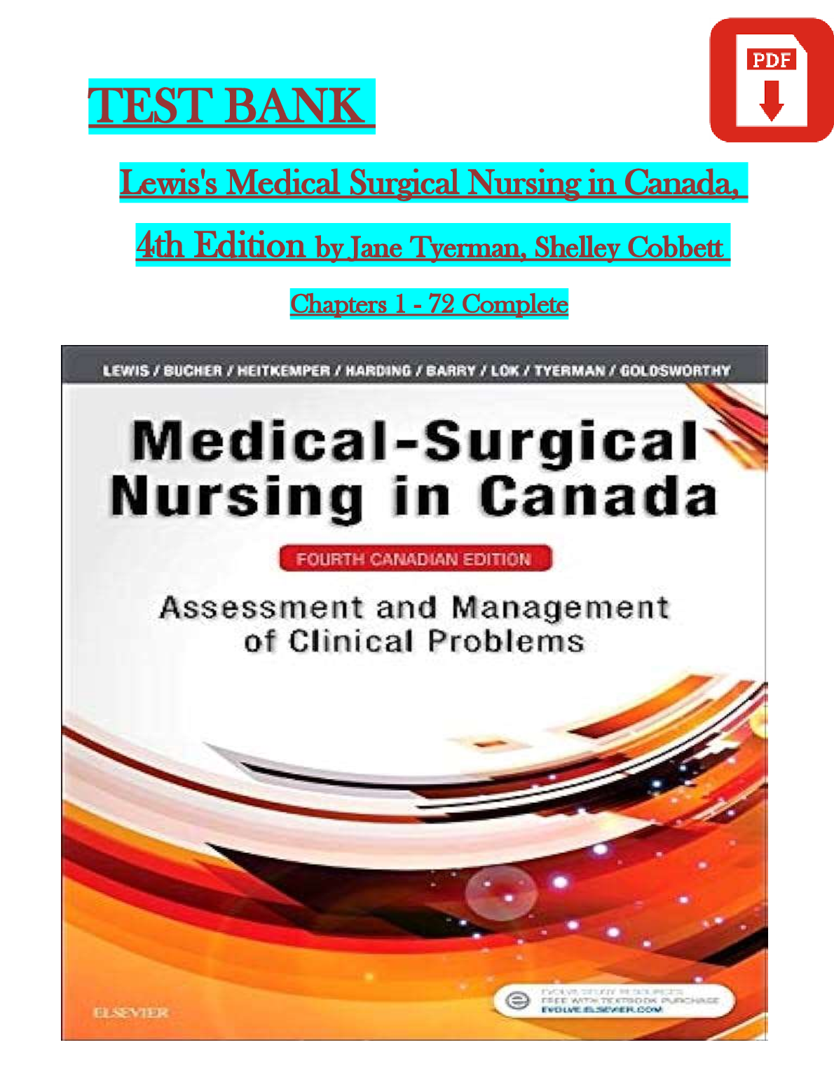 Lewis Med Surg Nursing Canada 4e Test Bank Ch 1-72 2026/2027