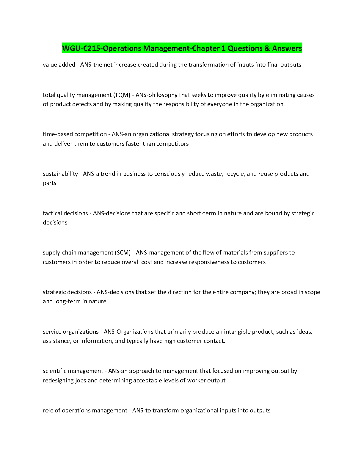 WGU C215 Ops Mgmt Ch 1 Q&A 2025 Exam Prep Guide IMG-1