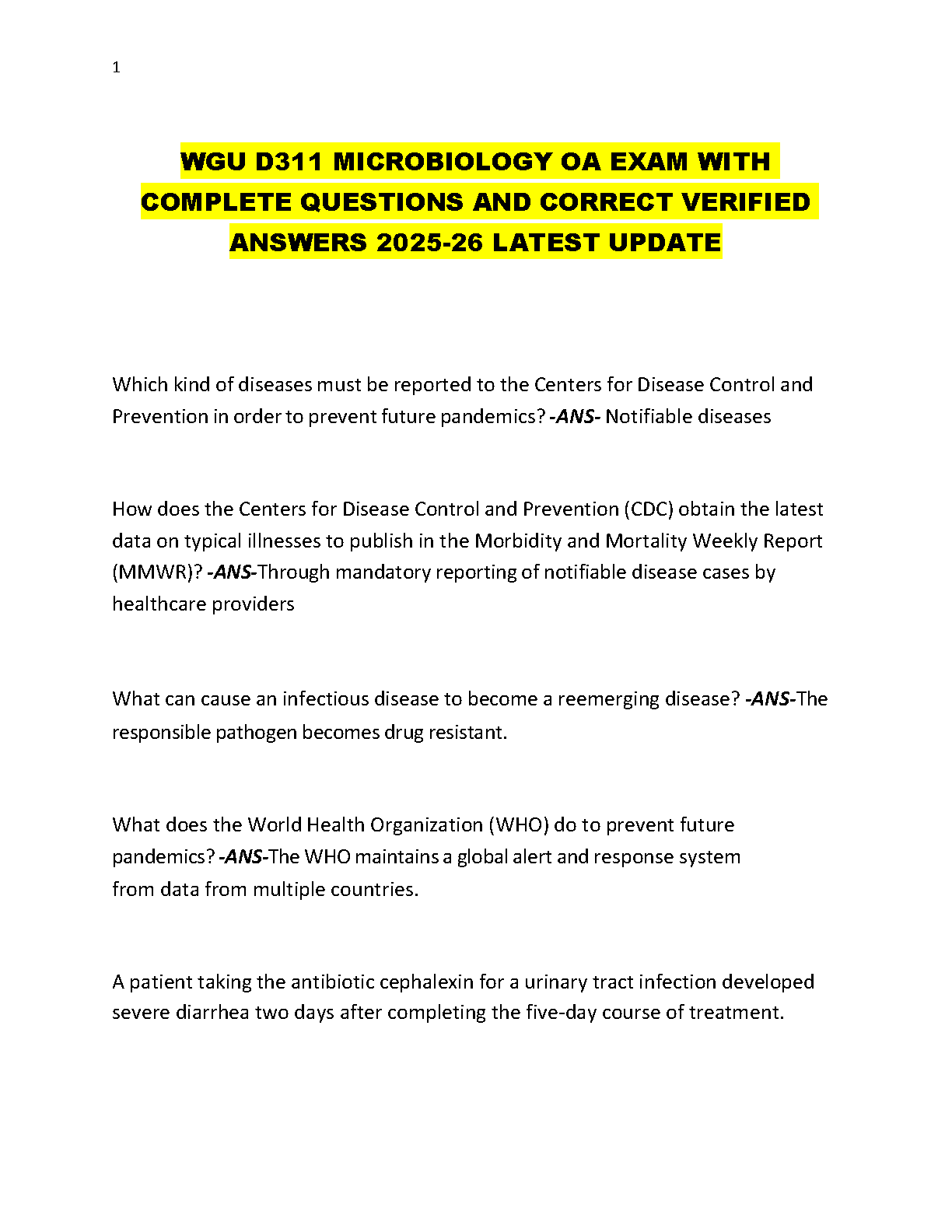 WGU D311 Microbiology Exam Questions and Answers Guide IMG-1