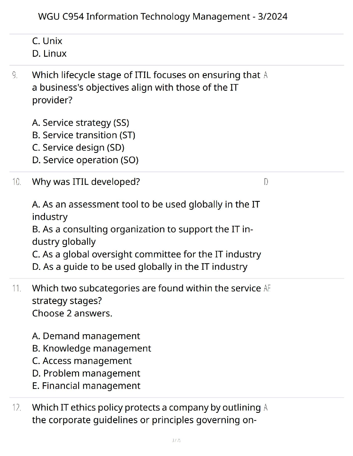WGU C954 IT Management Test Bank 2024 Verified Answers IMG-3
