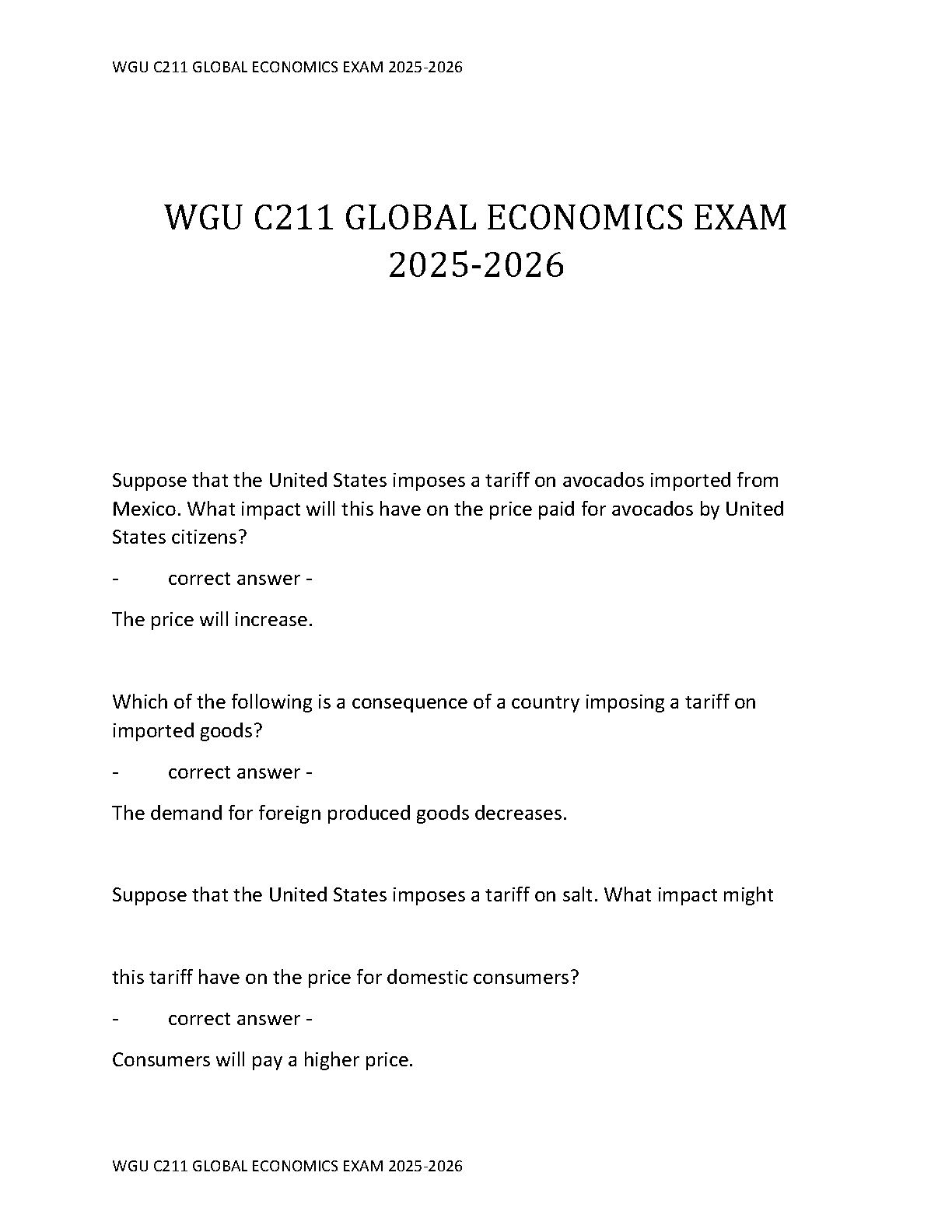WGU C211 Global Economics Exam Guide 2025 IMG-1