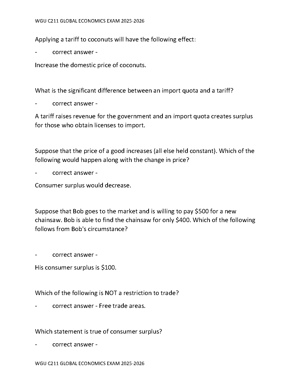 WGU C211 Global Economics Exam Guide 2025