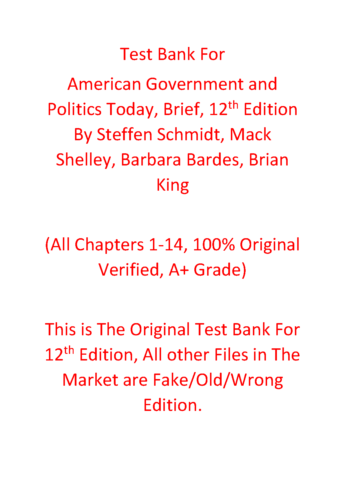 American Government and Politics Today, 12th Edition