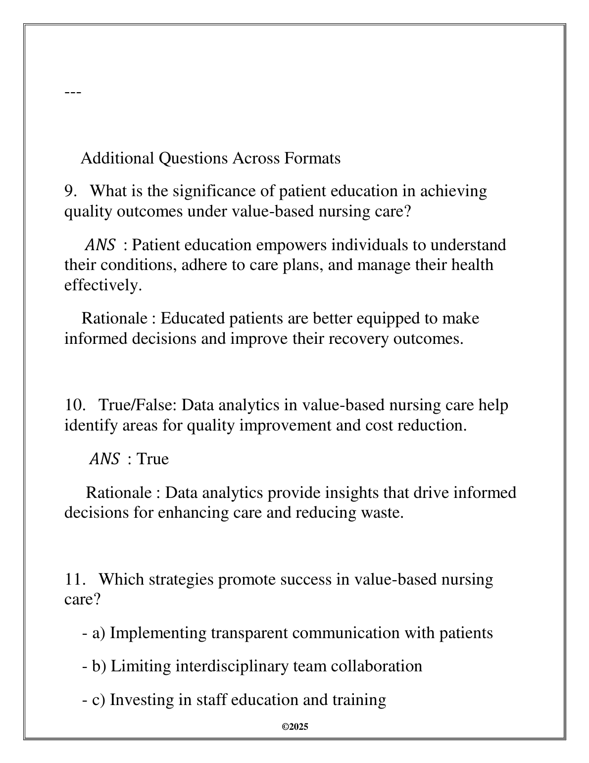 NURS 5203 Quality Outcomes Value-Based Nursing 2025 Exam Guide