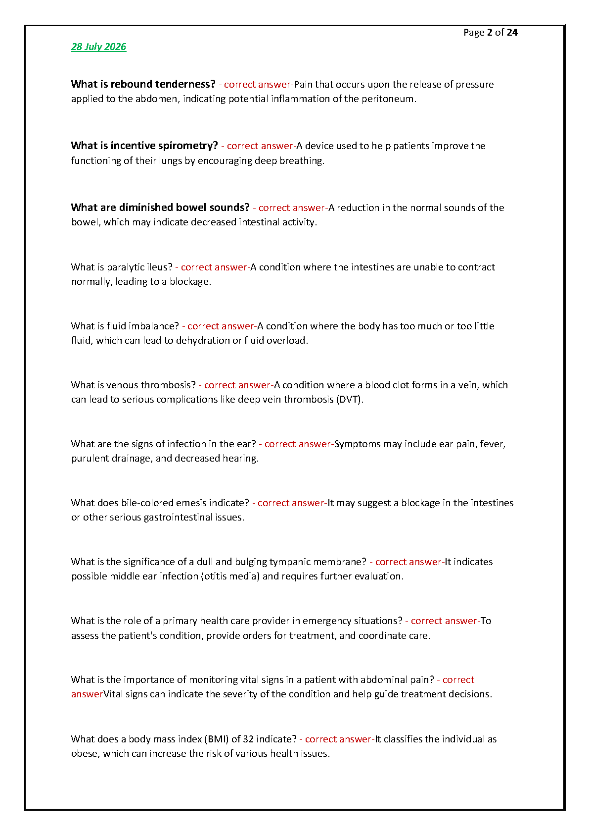 Nursing Emergency & Post-op Test Bank 250 Qs 2026/27