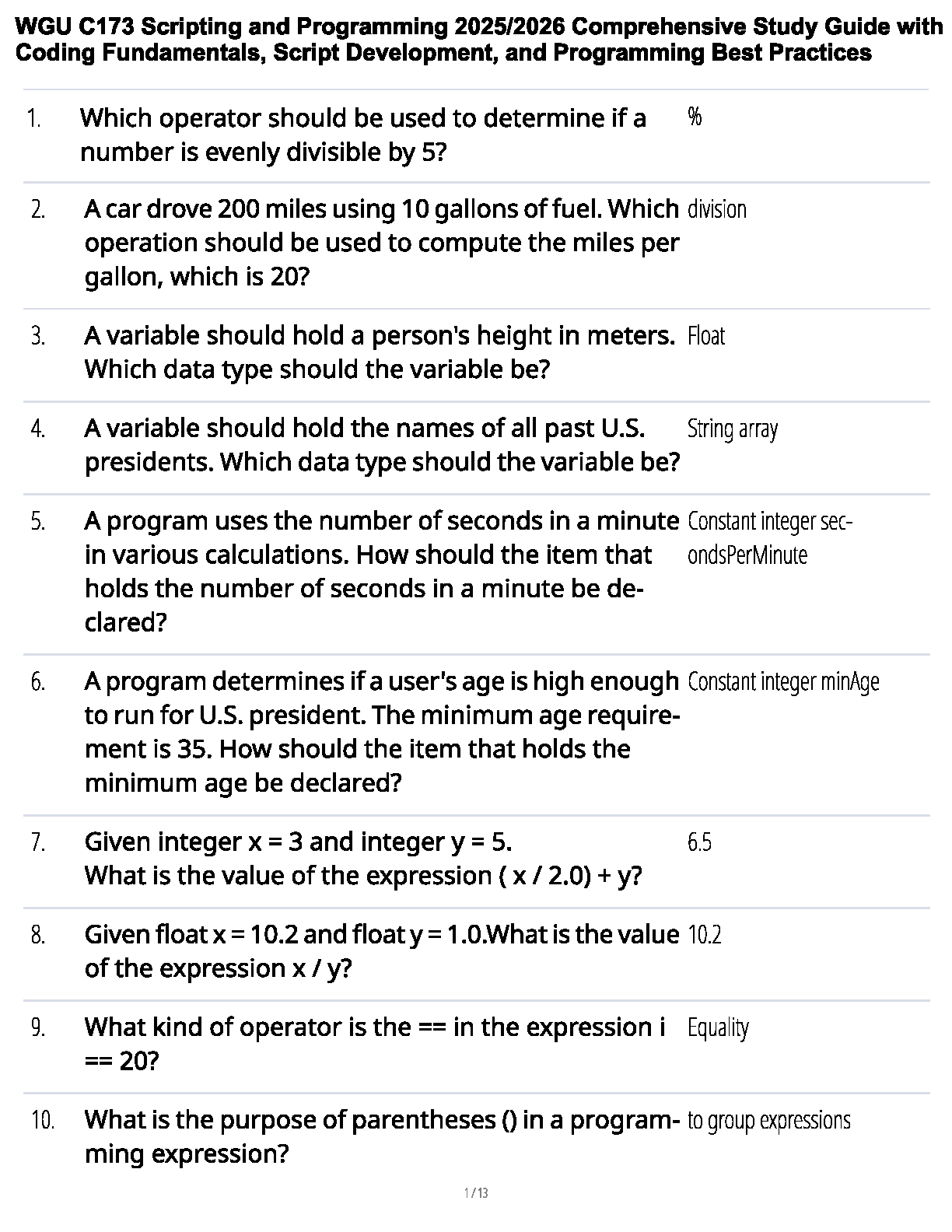 WGU C173 Scripting Study Guide 2025 Exam Prep Resource IMG-1