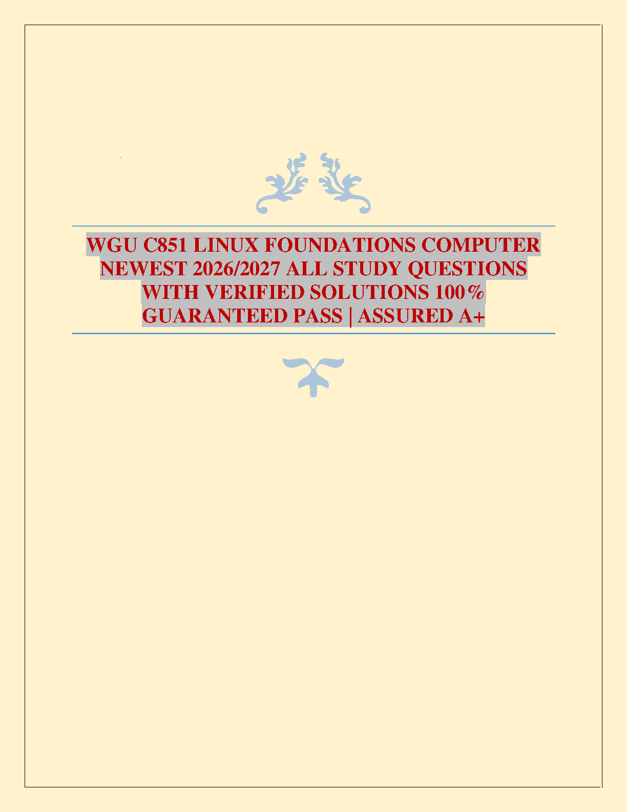 WGU C851 Linux Foundations Exam Questions & Solutions