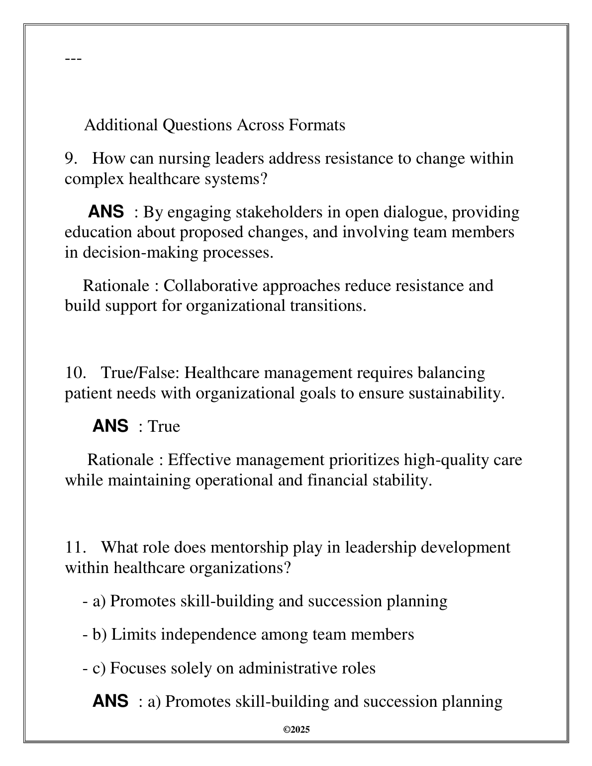 WGU NURS 5207 Leadership Management Exam Q&A 2025