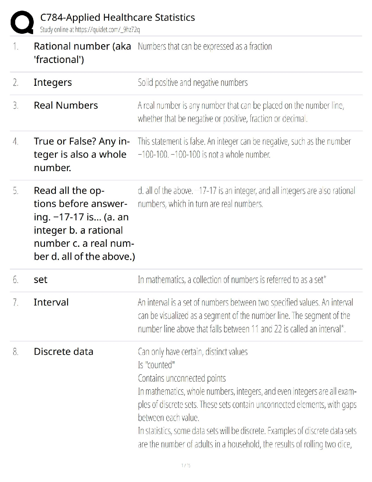 WGU C784 Applied Healthcare Statistics Study Guide 2025/2026