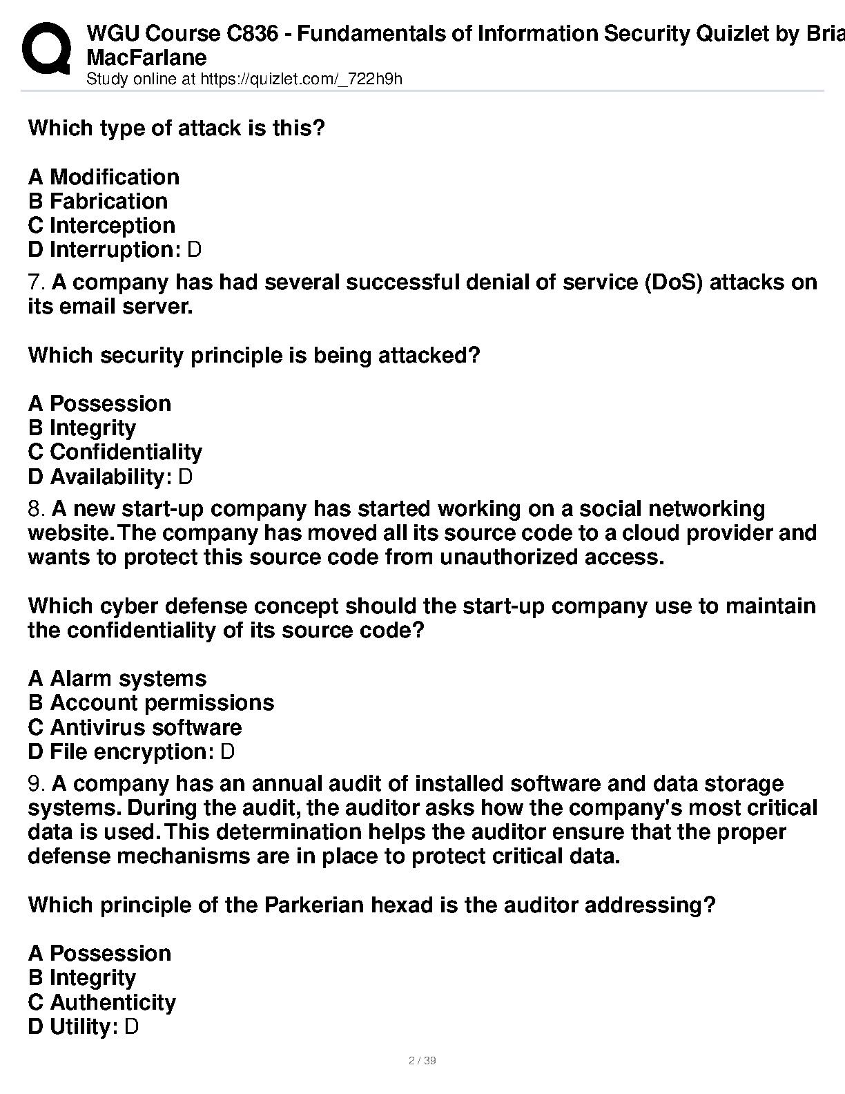WGU C836 InfoSec Study Guide 2024/2025