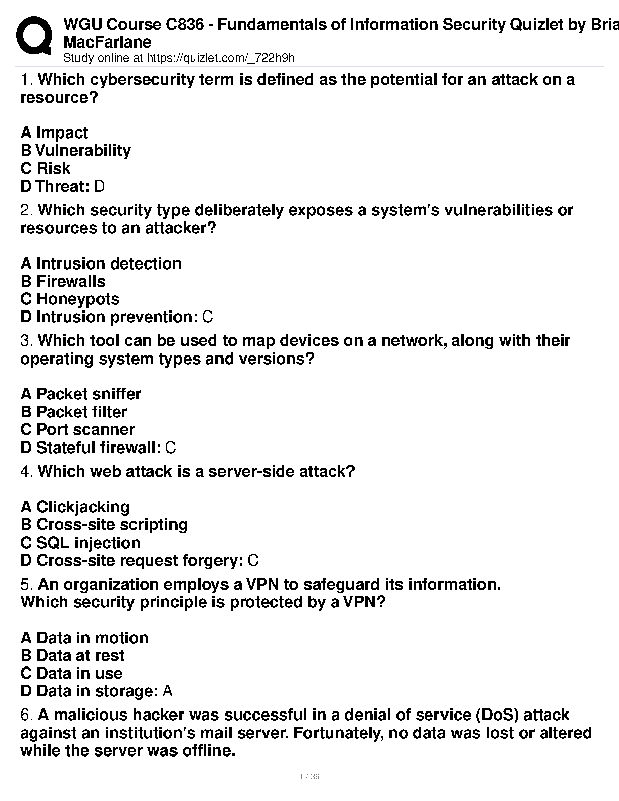 WGU C836 InfoSec Study Guide 2024/2025