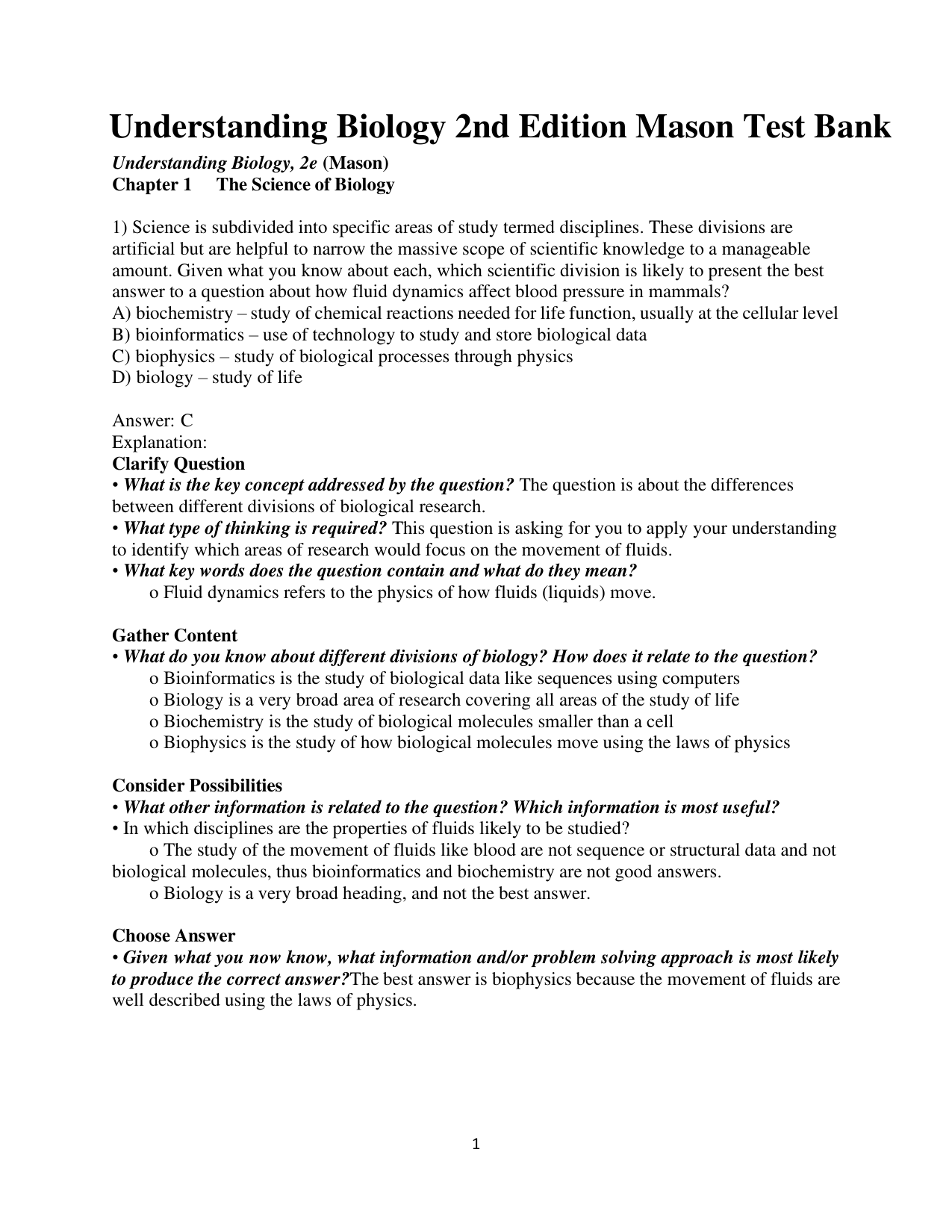 Understanding Biology 2nd Edition TEST BANK