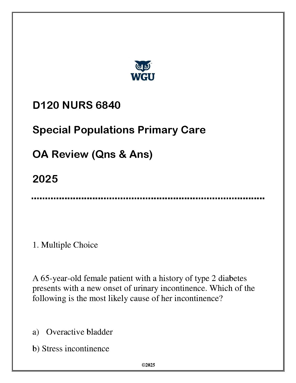 NURS 6840 OA Review 2025 Q&A | WGU Nursing Study Guide IMG-1